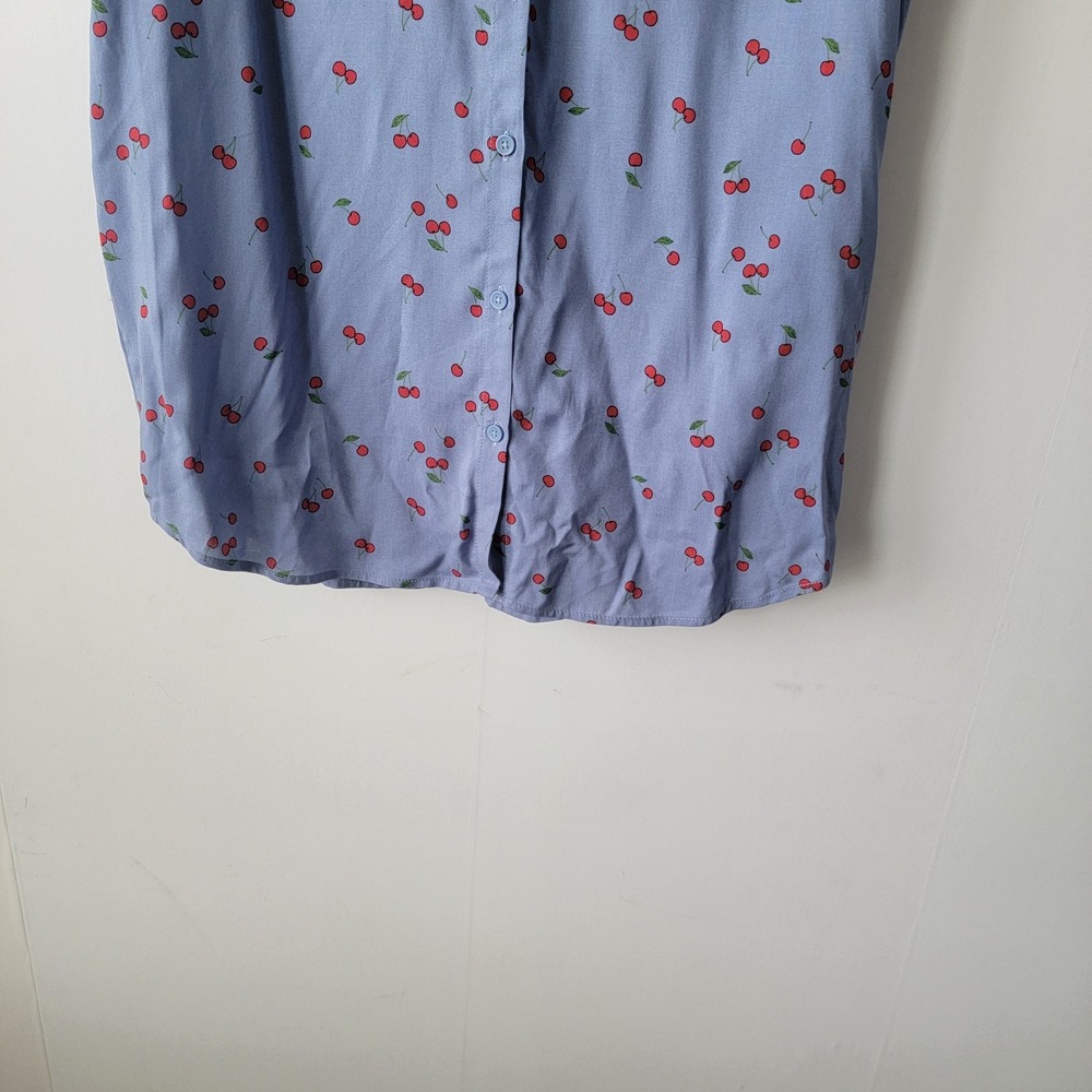 beach lunch lounge women's cherry print top sz L Cottagecore Soft Girl Summer - Picture 4 of 8